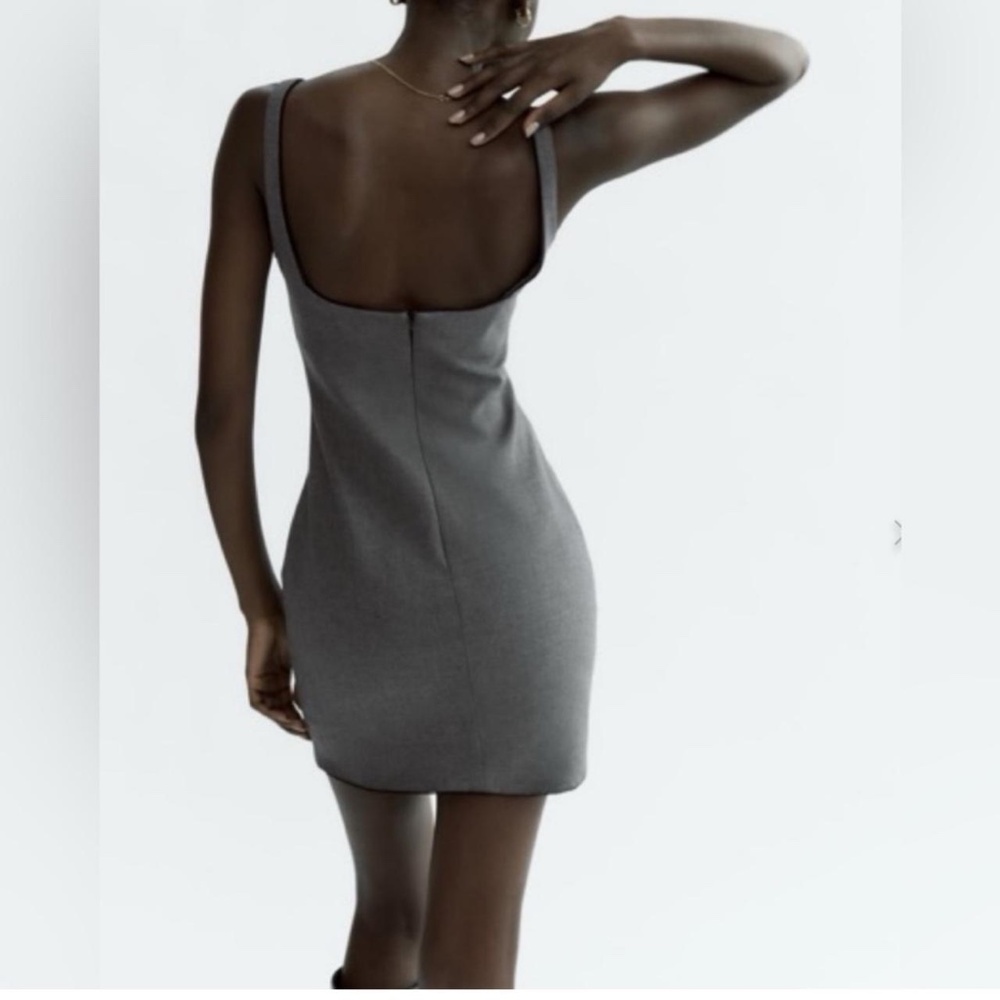 Zara Women's Grey Mini Dress with lace trim XL - Picture 3 of 5